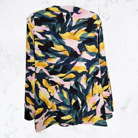 Apt. 9 Tropical Green, Yellow & Pink Abstract Print Open Front Kimono Blazer - Picture 6 of 7